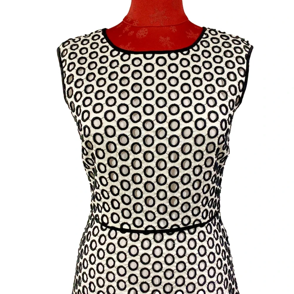 J Crew Lace Overlay Dress Size 2 Black Beige Sleeveless Lined Casual Daytime